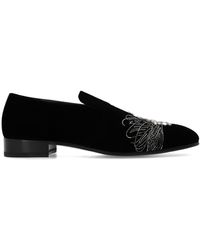 Alexander McQueen - Dragonfly Embroidered Velvet Loafers - Lyst