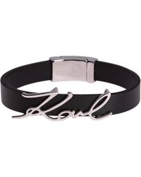 Karl Lagerfeld K/signature Leather Bracelet - Black