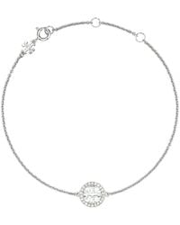 Tory Burch - Chain Bracelet Miller With Double T Charm And Crystal Decoration Brass Blend For Glass Cubic Zirconia - Lyst