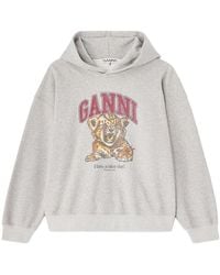 Ganni - Logo Sweatshirt Organic Cotton Sweatshirts - Lyst