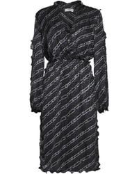 Fendi - Printed Silk Midi Dress - Lyst