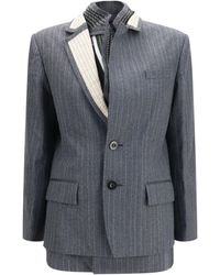Sacai - Pinstripe Single Breasted Jacket - Lyst