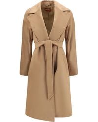Max Mara - Peak Lapel Coat Fleece Wool Ovis Aries - Lyst