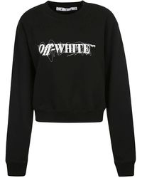 Off-White c/o Virgil Abloh Pen Logo Crop Crewneck Sweatshirt - Black