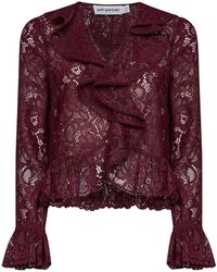Self-Portrait - Top Ruffled Lace Polyester Cardigans - Lyst
