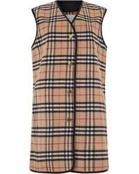 Burberry - Checked Wool And Cashmere Vest Waistcoats & Gilets - Lyst