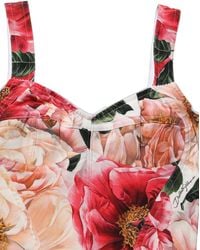 Dolce & Gabbana - Floral Cropped Bustier Tank Top Elastane Nylon Viscose - Lyst