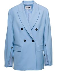 MSGM - Light Double-Breasted Jacket With Buttoned Sleeves - Lyst