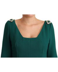 Dolce & Gabbana - Dolce Gabbana Stretch Crepe Crystal Midi Dress - Lyst