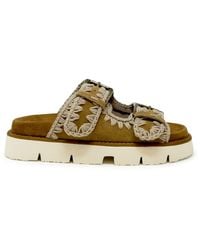 Mou - Suede Bio Two Buckle Sandals - Lyst