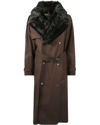 Burberry - Fur Double-Breasted Belted Coat - Lyst