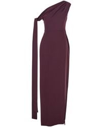 Solace London - 'Irina' Bordeaux One-Shoulder Long Dress With Draped Neckline - Lyst