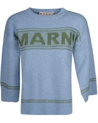 Marni - Logo Detail Rib Knit Sweater - Lyst