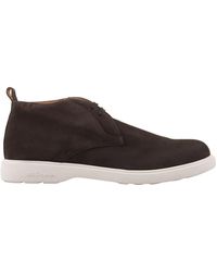 Kiton - Suede Laced Leather Ankle Boots - Lyst