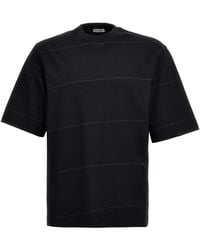 Burberry - Logo Embroidery Striped T-Shirt - Lyst
