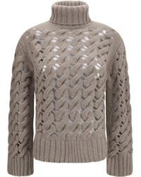 P.A.R.O.S.H. - Perforated Turtleneck Sweater Fleece Wool Ovis Aries - Lyst