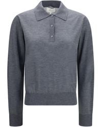 Loulou de Saison - Miles Long-Sleeve Fine-Knit Polo Kashmir/Capra Hircus T-Shirts - Lyst