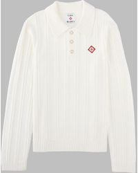 CASABLANCA - Long Sleeve Knit Polo Sweater - Lyst