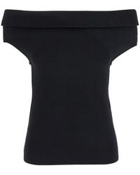 TOTEME - Off-Shoulder Double-Knit Top - Lyst