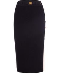 Elisabetta Franchi - Midi Skirt With Viscose Bands And Jacquard Detailing - Lyst