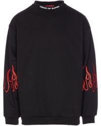 Vision Of Super - Logo And Flames Print Sweatshirt - Lyst