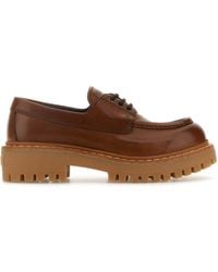 Prada - Caramel Leather Lace-Up Shoes - Lyst