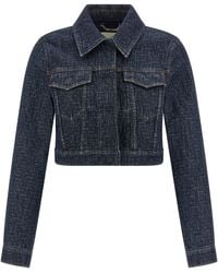Fendi - Padded Ff Jacquard Denim Bolero Jacket - Lyst
