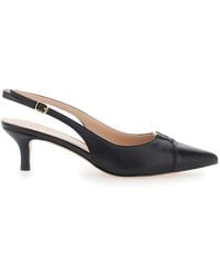 Twinset - Nera Pointed Toe Leather Pumps Fabric Heels - Lyst