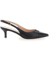 Twinset - Nera Pointed Toe Leather Pumps Fabric Heels - Lyst
