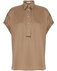 Brunello Cucinelli - Shirt With Button Down Collar And Front Button Closure - Lyst