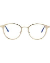 Tom Ford - Eyeglasses Round Full Rim, Matte Rose Frame And Clear--Light Block Lenses Lens Ft5528-B029 Sunglasses - Lyst