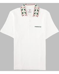 CASABLANCA - Embroidered Collar Short-Sleeve Polo Shirt - Lyst