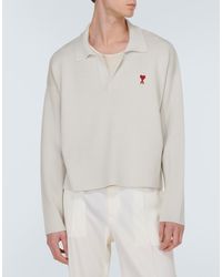Ami Paris - De Coeur Logo Polo Sweater Clothing Knitwear - Lyst