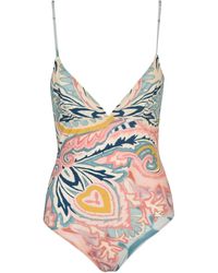 Etro - V-Neck Printed Swimsuit - Lyst