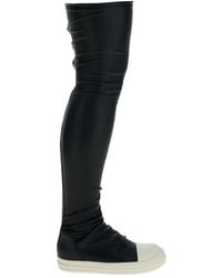 Rick Owens - Knee High Sotcking Sneakers In Black Leather - Lyst