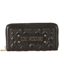Love Moschino - Logo Plaque Quilted Zip-Around Wallet - Lyst