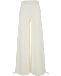 Max Mara - Wool Wide Leg Pants With Elastic Waist Virgin Trousers - Lyst