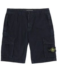 Stone Island - Cargo Shorts With Logo Patch Cotton - Lyst