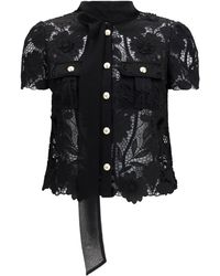 Self-Portrait - Tie-Neck Top - Lyst