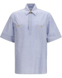 Valentino - Short-Sleeve Shirt With Logo Buttons Cotton; Linen - Lyst