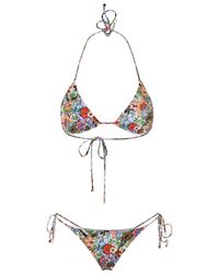 Etro - Bouquet-Inspired Printed Triangle Bikini - Lyst