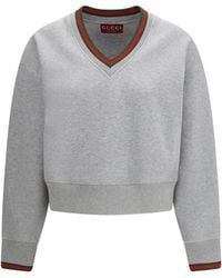 Gucci - Web Cotton Jersey Sweatshirt Cotton; Polyamide Knitwear - Lyst