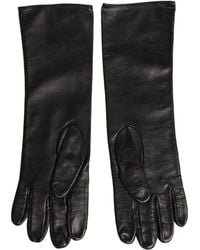 Dolce & Gabbana - Genuine Leather Embossed Dg Logo Gloves - Lyst