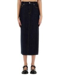 Moschino - Classic High-Waisted Long Denim Skirt - Lyst