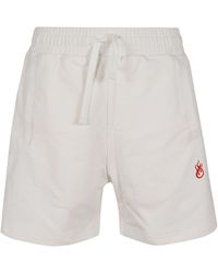 Vision Of Super - White Shorts With Flames Logo And Metal Label - Lyst