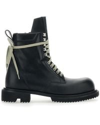 Rick Owens - 'Low Army' Ankle Boots With Decorative Oversize Laces And Lug Sole - Lyst