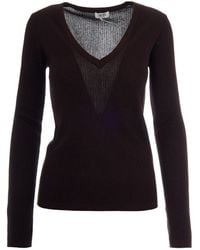 Liu Jo - Ribbed V-Neck Knit Sweater - Lyst