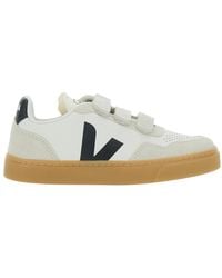 Veja - Low Top Sneakers V-90 Leather Organic Traced Trainers - Lyst