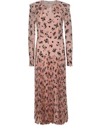 Alessandra Rich - Rose Print Silk Pleated Dress - Lyst