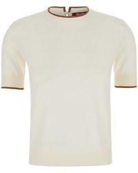 Max Mara - Top Round-Neck Long-Sleeve Silk Wool Tops - Lyst